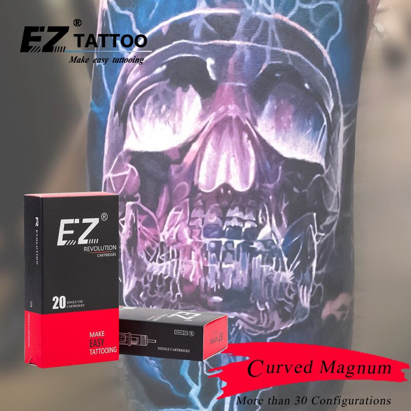 EZ Tattoo Needles Revolution Cartridge Needles Curved (Round) Magnum #10 0.30mm for system Tattoo Machines and grips20 pcs /box