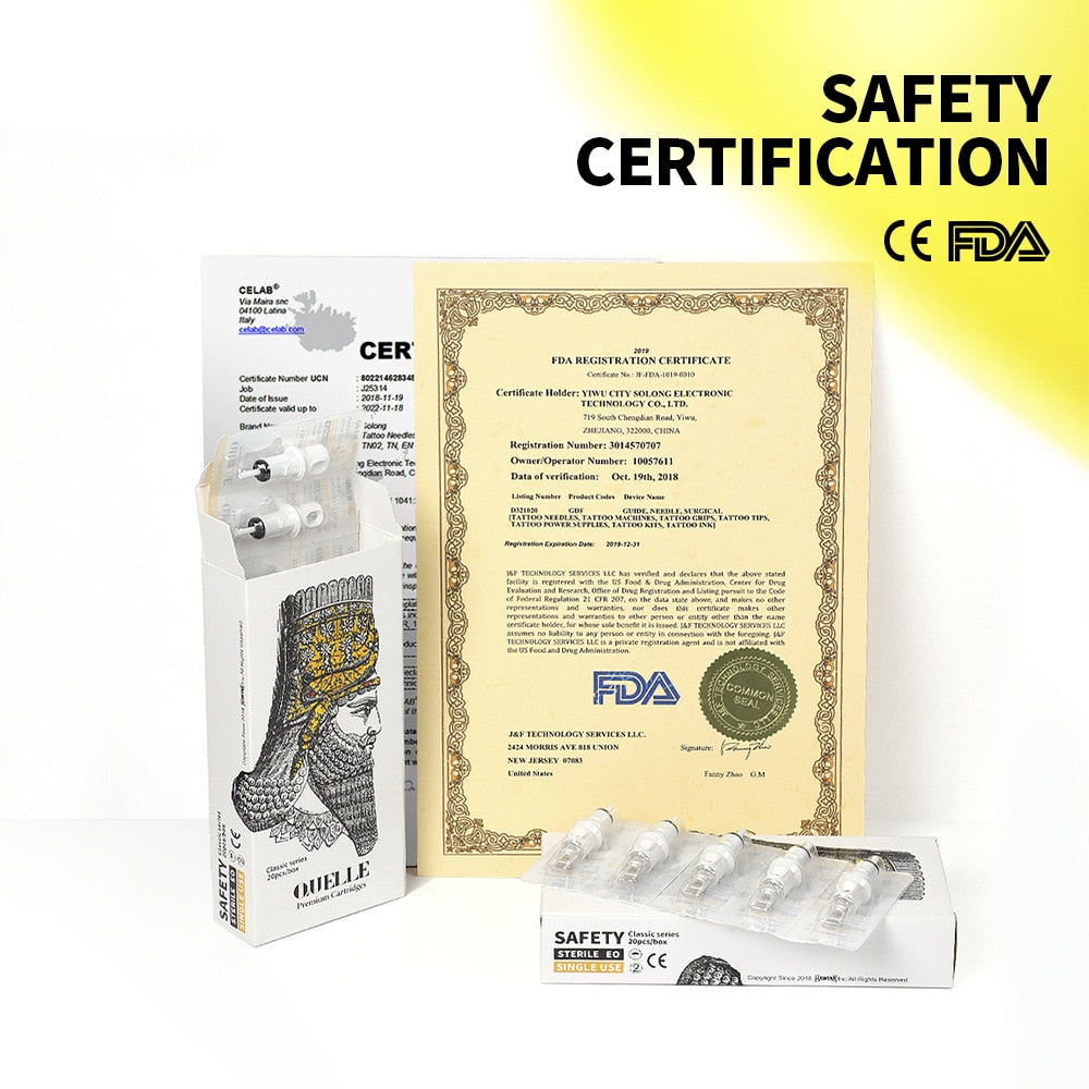 20PCS/BOX Disposable QUELLE Tattoo Cartridge Sterile Needles Suitable for Professional Tattooists