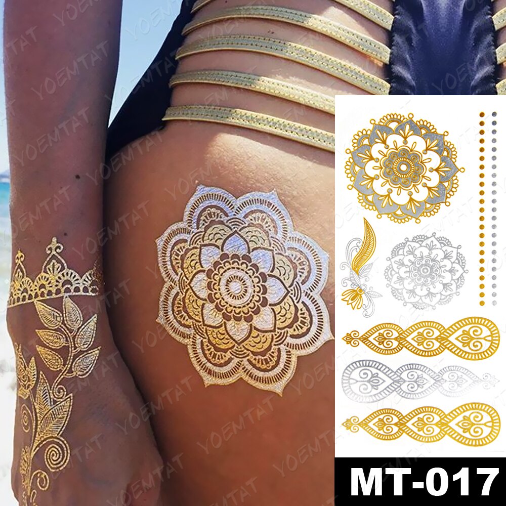 Waterproof Temporary Tattoo Sticker Metallic Gold Silver Eyes Egyptian Goddess Hies Flash Tatoo Women Henna Body Art Fake Tatto