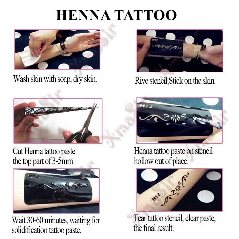 20 Pcs Henna Tattoo Stencil Kit For WomenTemporary Body Art Indian Mehndi Self Adhesive Templates Tattoo For Hand Painting